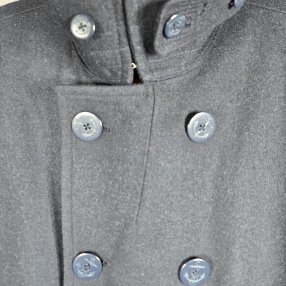 J Crew Pea Coat Mens Small Navy Wool Blend Quilted Lined Double Breasted Jacket - Picture 4 of 12